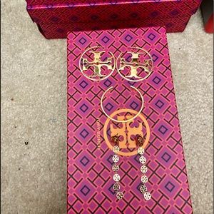 Tory Burch two pair of earrings with matching bracelet